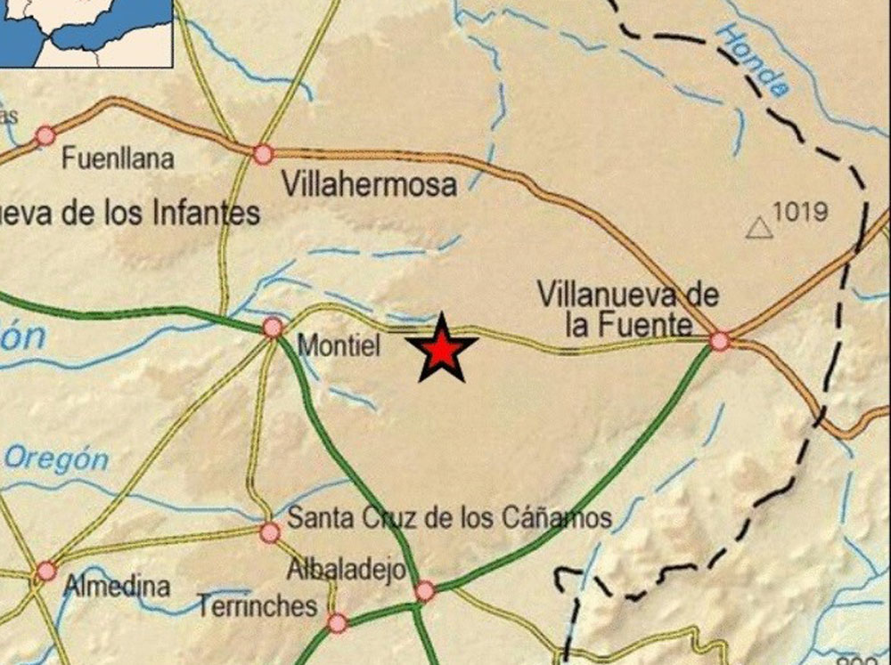 Mapa del epicentro ofrecido por el Instituto Geológico Minero.