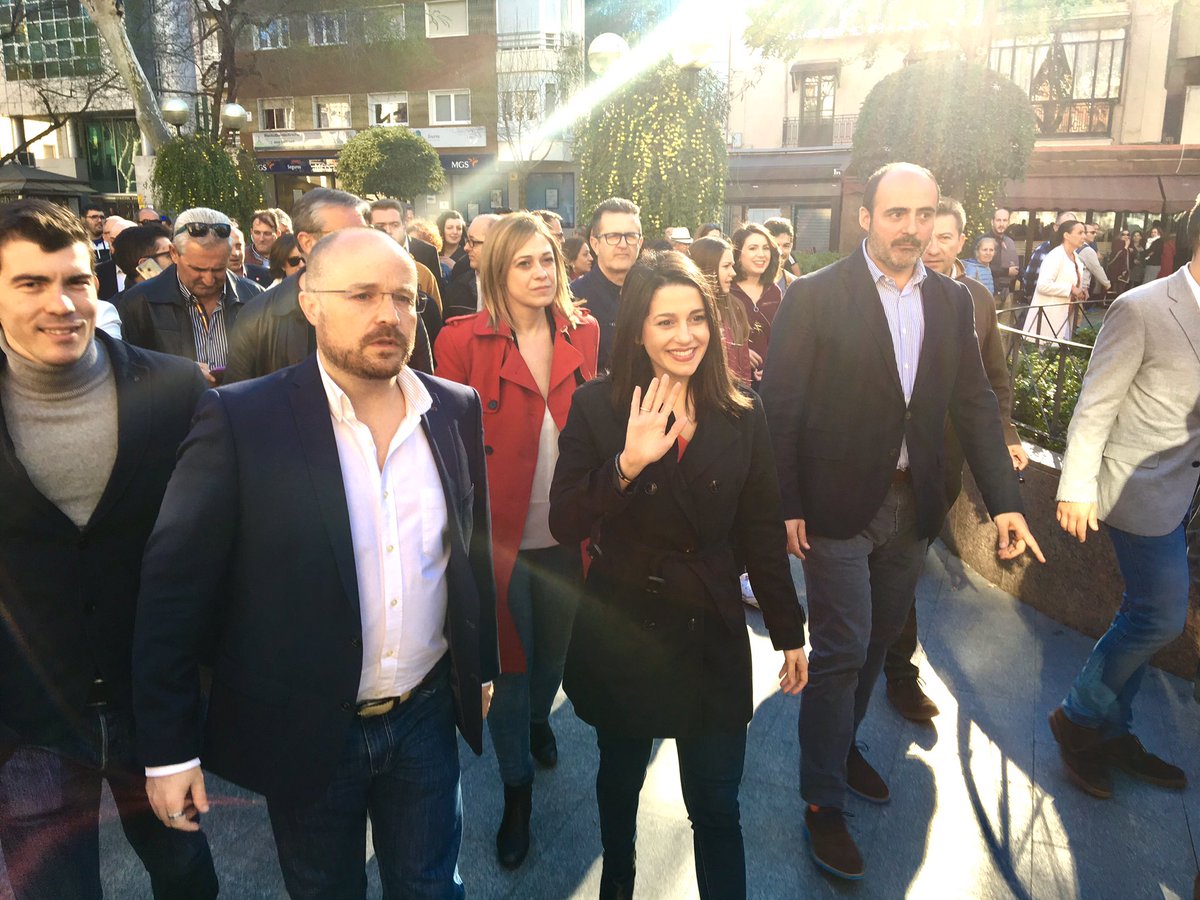 Inés Arrimadas, junto a Alejandro Ruiz y Francisco Fernández Bravo.