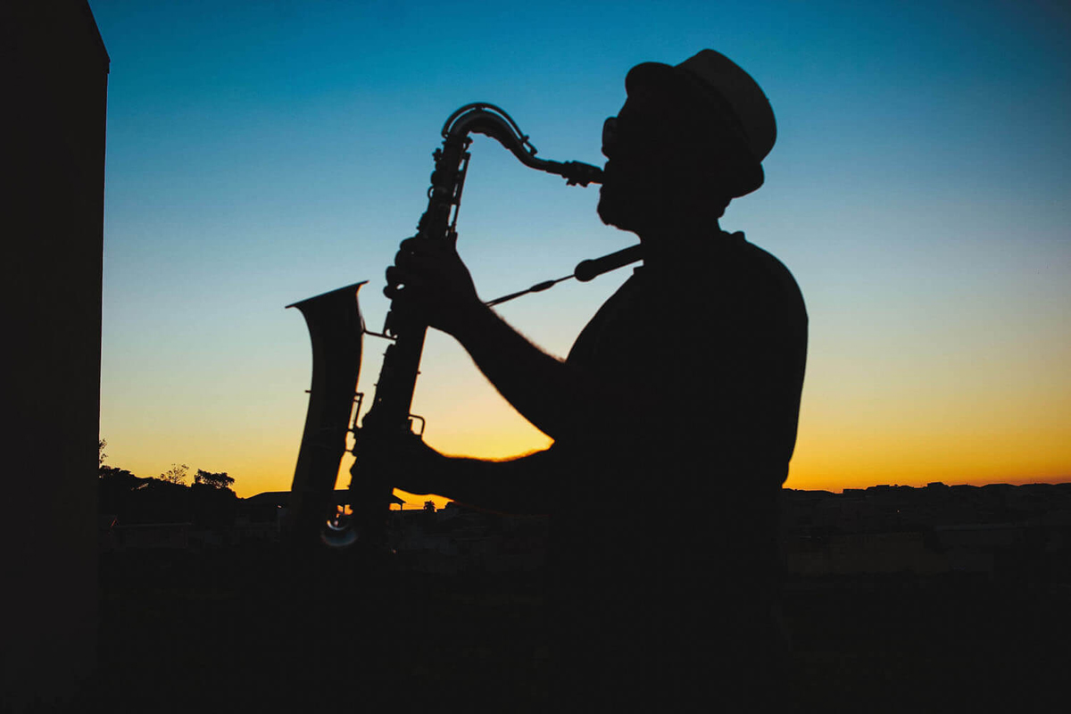 Blues, jazz, música, concierto, saxo