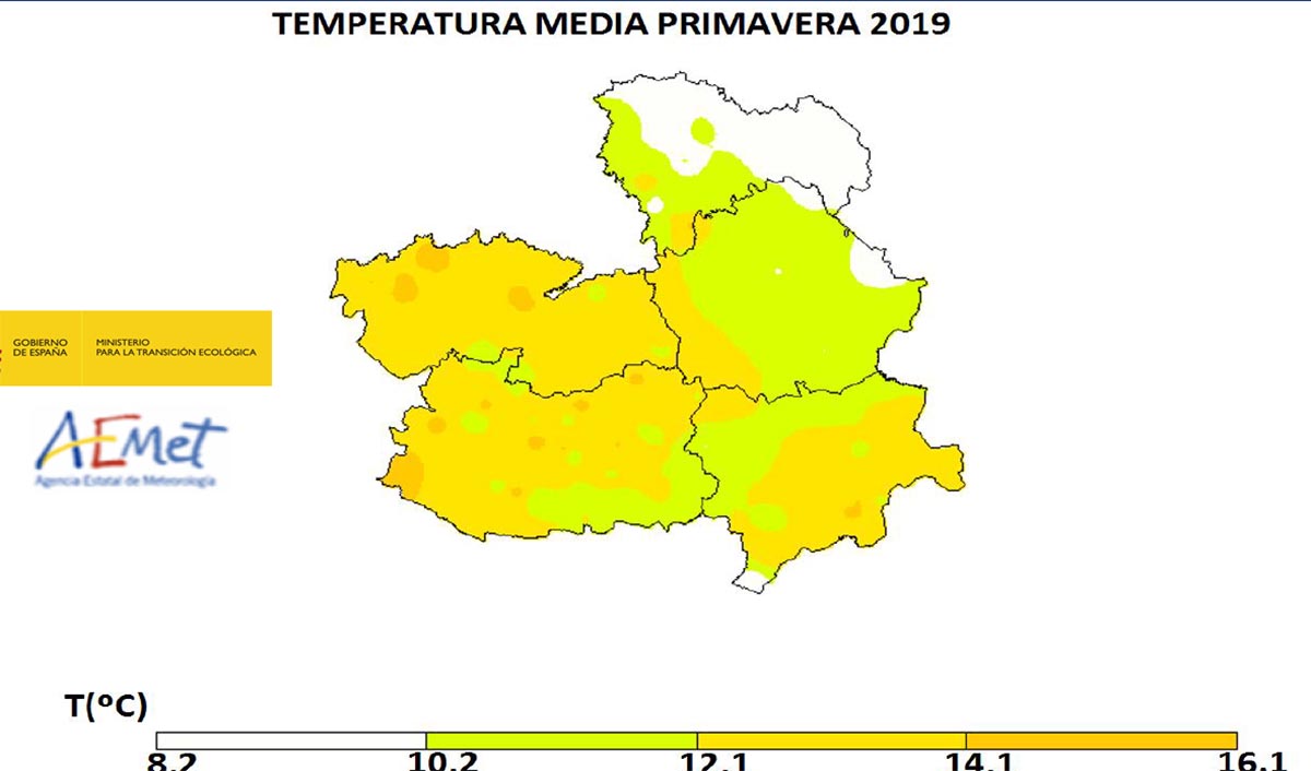 Mapa de las temperaturas en CLM en primavera