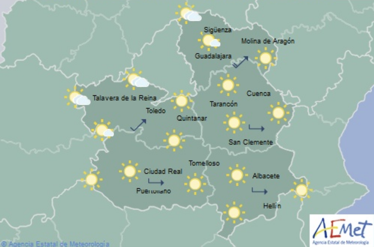 Mapa de temperaturas en Castilla-La Mancha