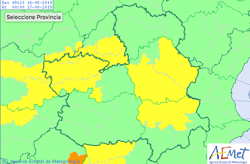 Mapa de avisos de Castilla-La Mancha