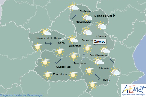 Mapa de temperaturas de Castilla-La Mancha