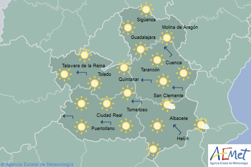 Mapa del tiempo de Castilla-La Mancha.