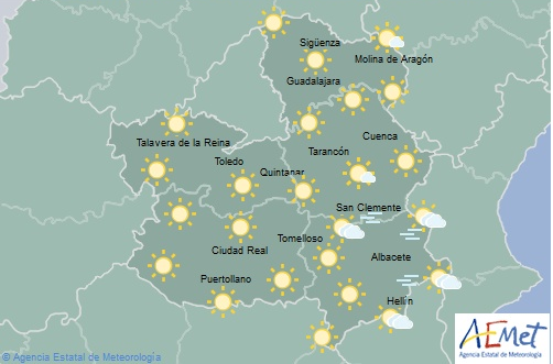 Mapa del tiempo de Castilla-La Mancha.