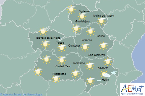 Mapa del tiempo de Castilla-La Mancha.