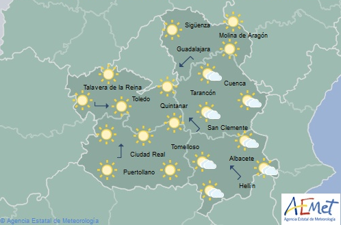 Mapa del tiempo de Castilla-La Mancha.