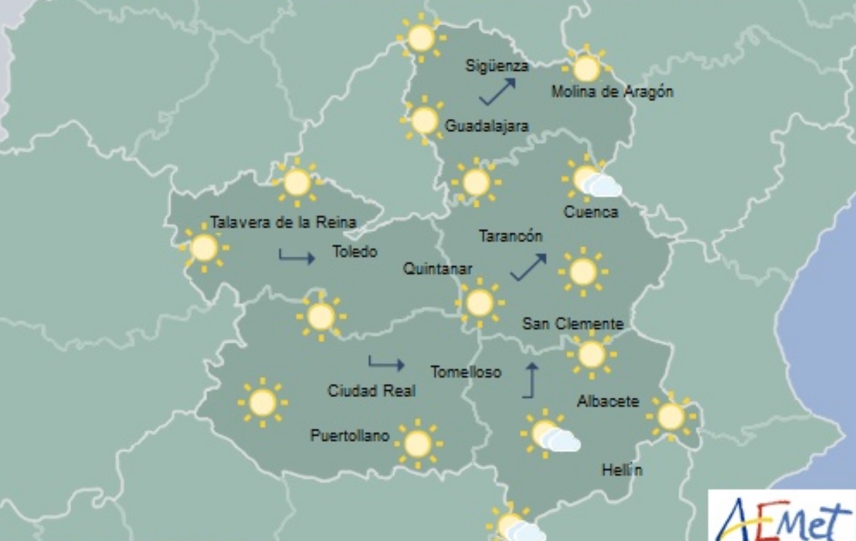 Mapa predictivo de la Aemet para CLM.