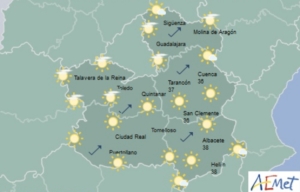 Mapa predictivo de la Aemet para CLM.