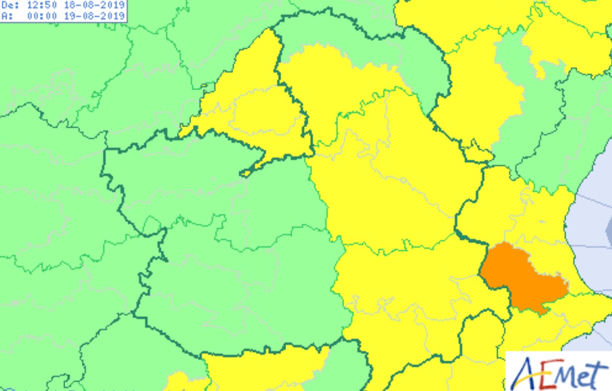 Mapa de alertas de la Aemet.