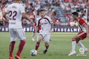 Imagen del encuentro entre el Almería y el Albacete. Foto: @AlbaceteBPSAD