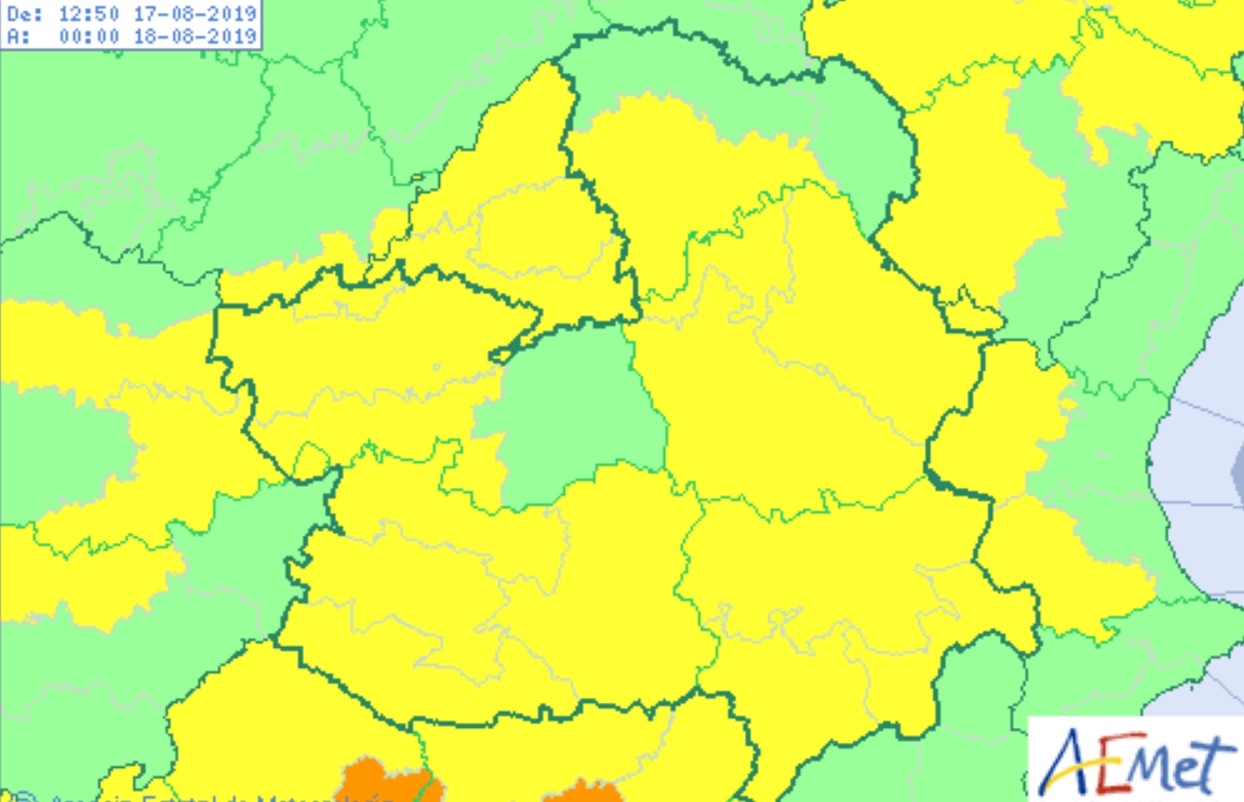 Mapa de alertas de la Aemet.