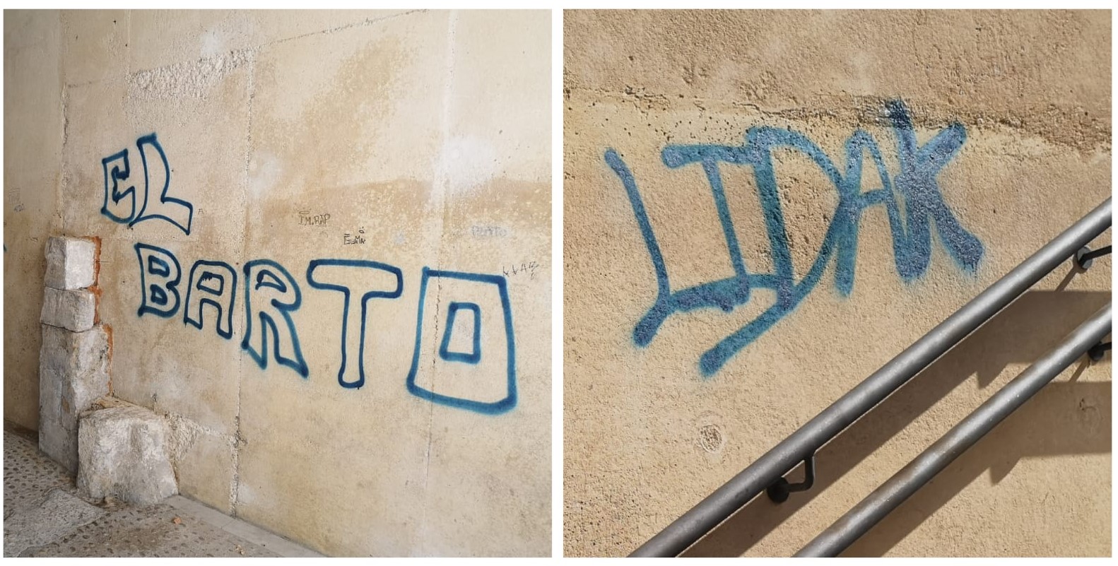 Graffities realizados en el Jardín de los Poetas en Cuenca