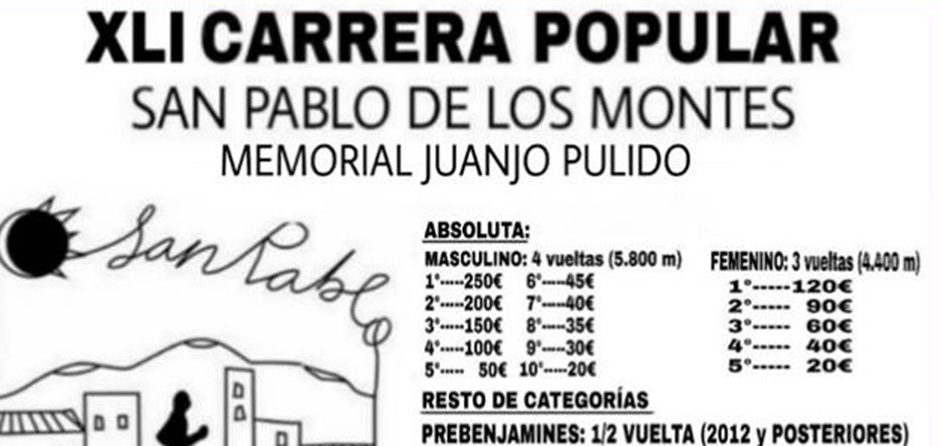 Cartel original de la carrera popular en San Pablo de los Montes.