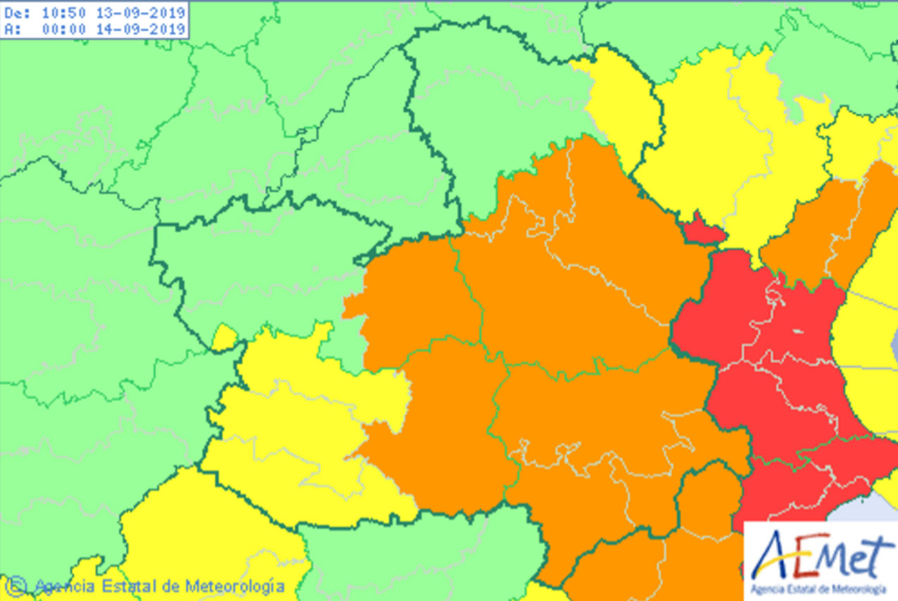 Meteoalertas de Aemet para hoy, viernes 13.