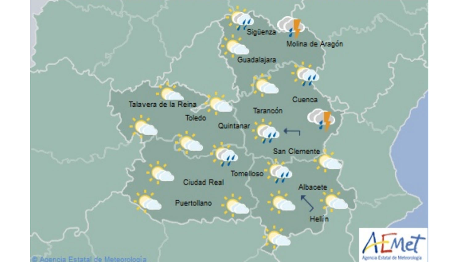 Previsiones de la Agencia Estatal de Meteorología (Aemet), para hoy, miércoles 18.