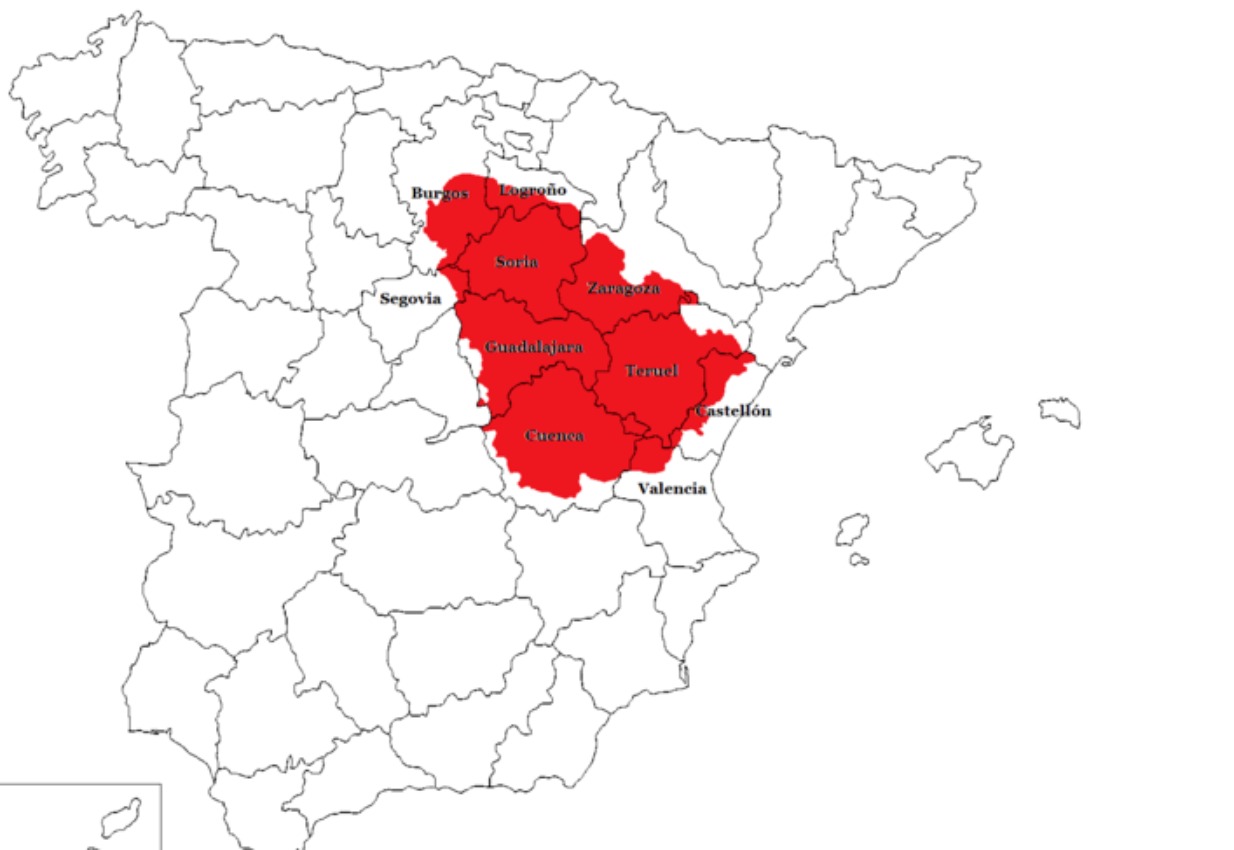 Extensión aproximada de la "Laponia española", la Serranía Celtibética.