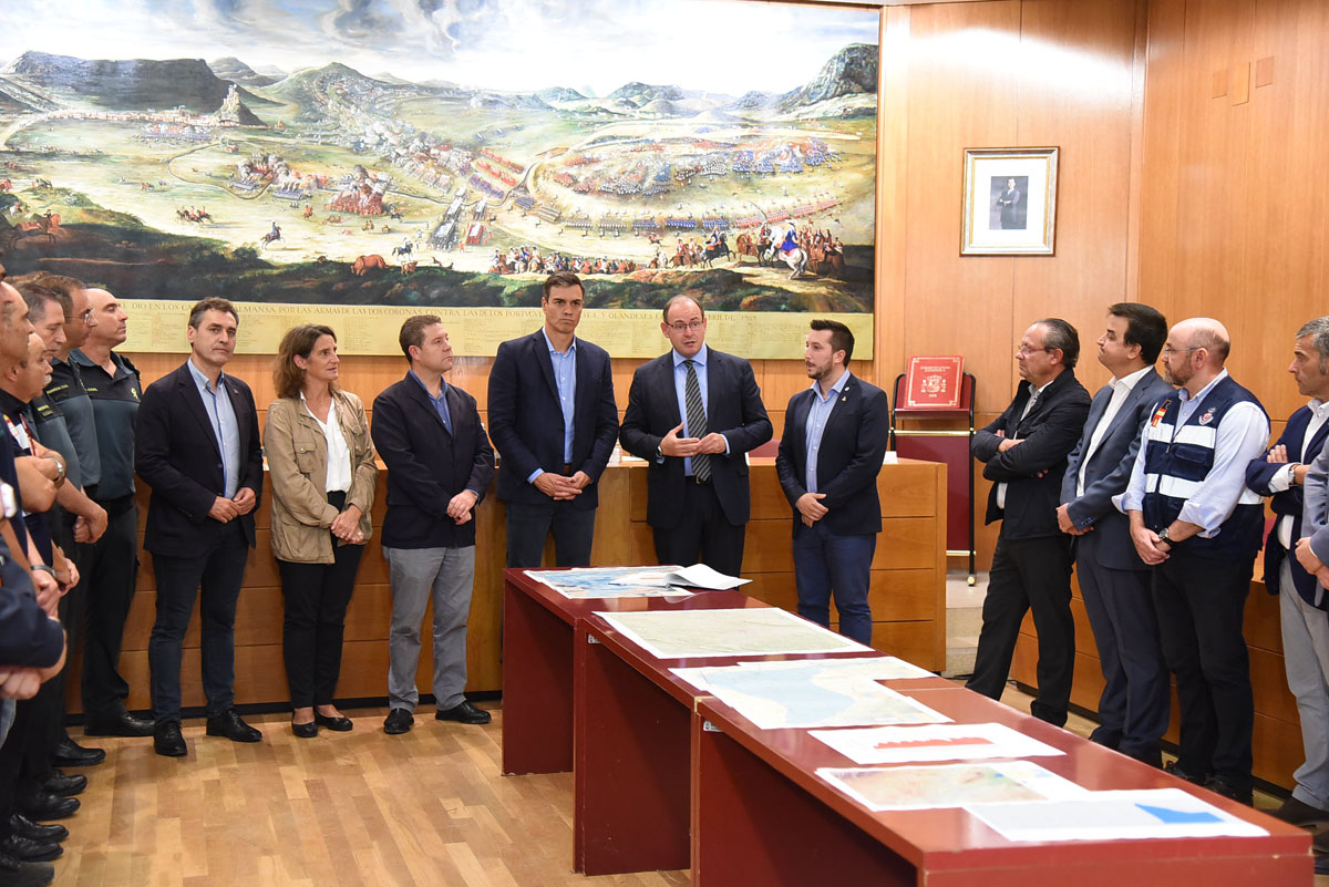 Pedro Sánchez ha estado hoy lunes en Almansa.