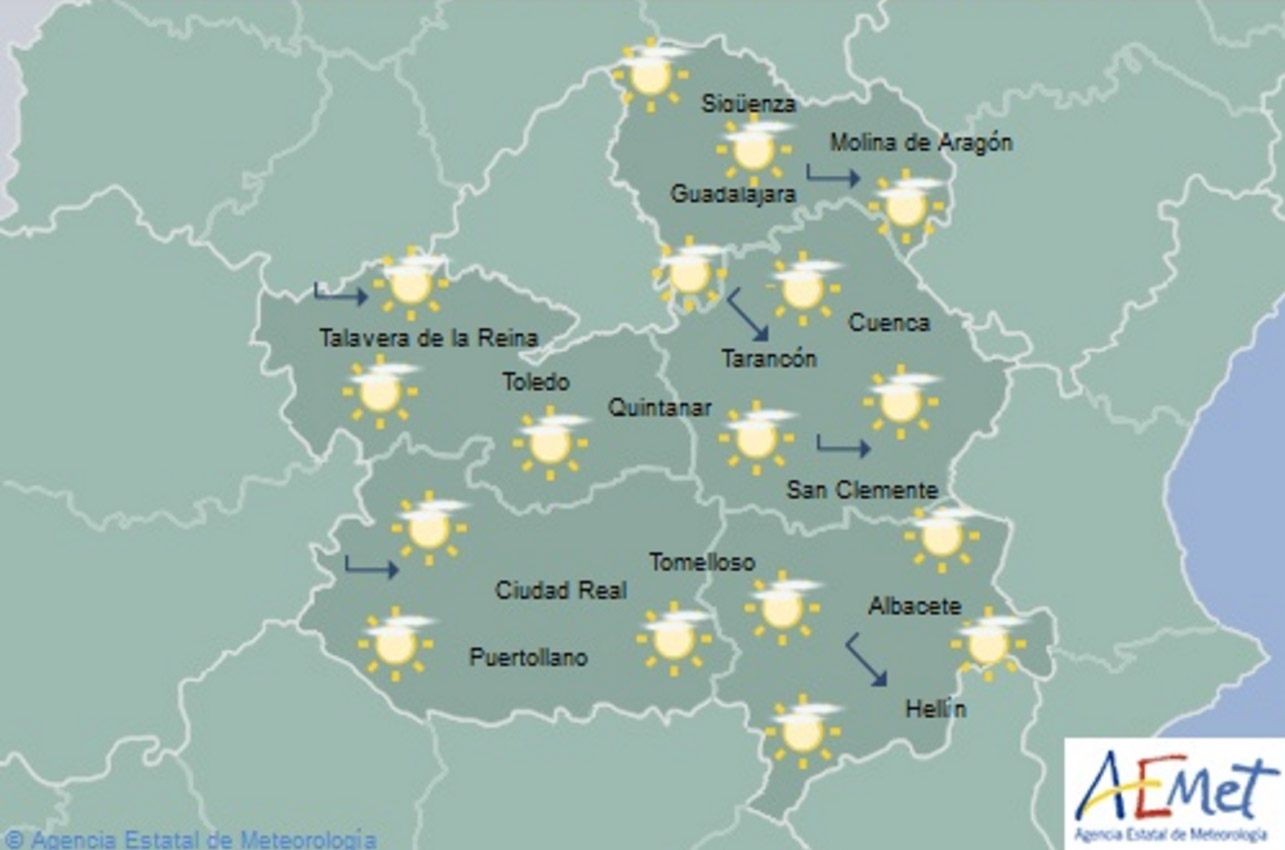 temperaturas Previsiones de Aemet para hoy, martes 15 de octubre.