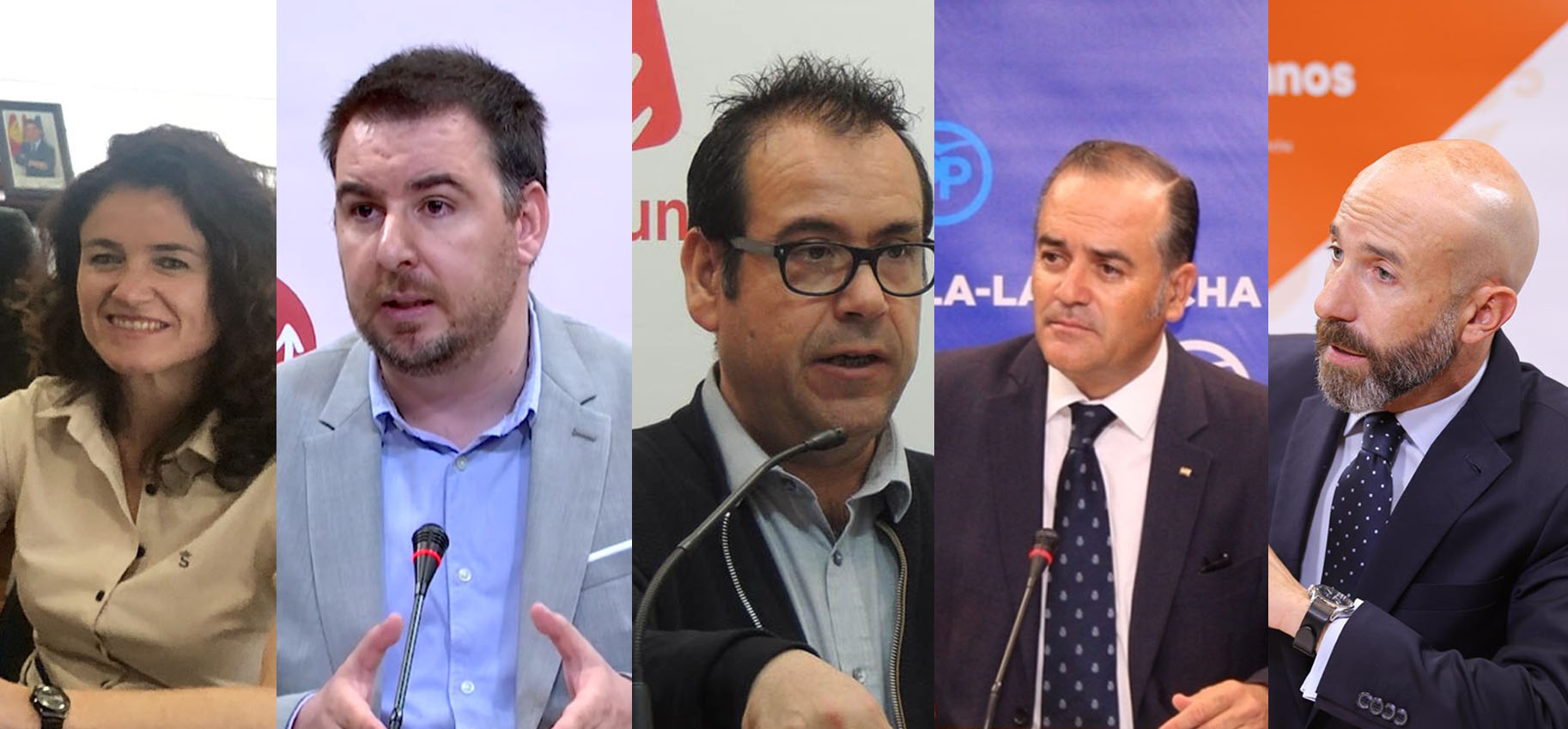 De izquierda a derecha, Nuria Chusy (Gobierno de CLM), Antonio Sánchez (PSOE), Juan Ramón Crespo (IU), José Julián Gregorio (PP) y David Muñoz Zapata (Cs). Paro