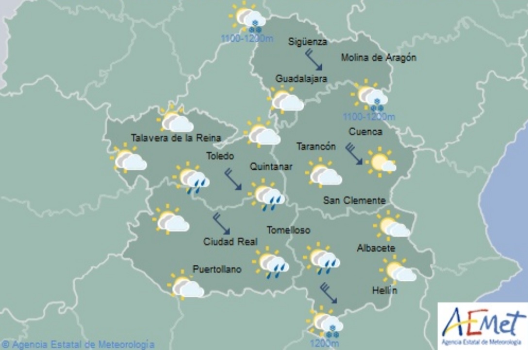 Mapa de la Aemet para CLM.