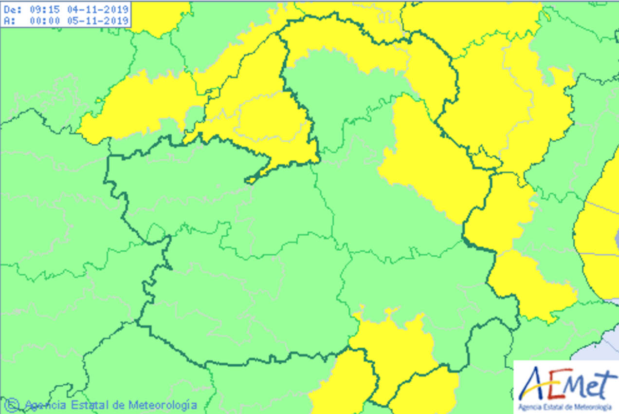 La Sierra Norte y Paramenas de Molia de Guadalajara, la Serranía de Cuenca y la Sierra de Segura en Albacete, en aviso amarillo.