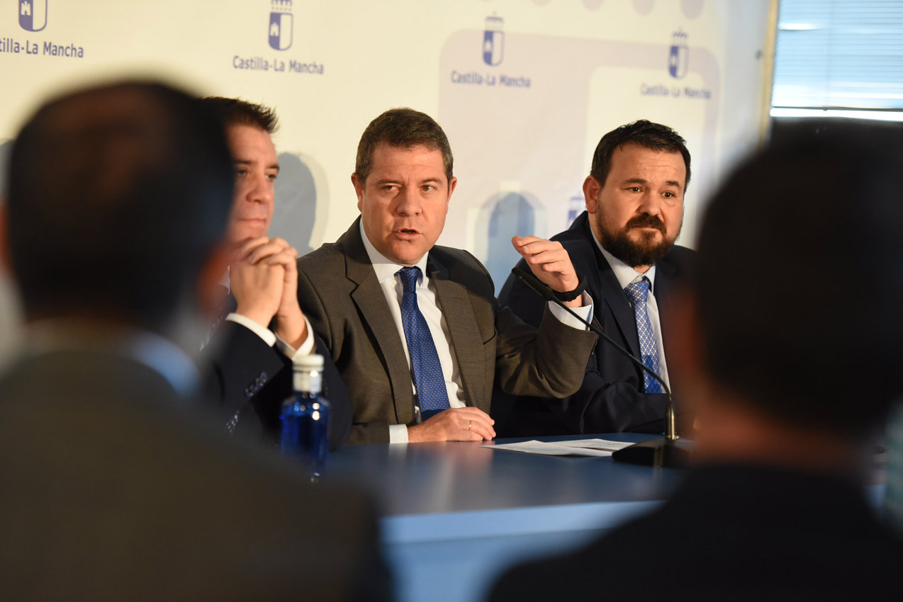 Emiliano García-Page en la comparecencia de prensa tras el Consejo de Gobierno de La Roda.