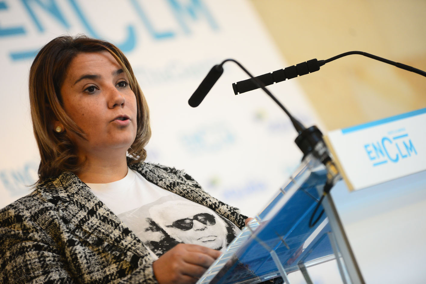 Tita García Élez, durante su intervención en el Desayuno Informativo de Enclm