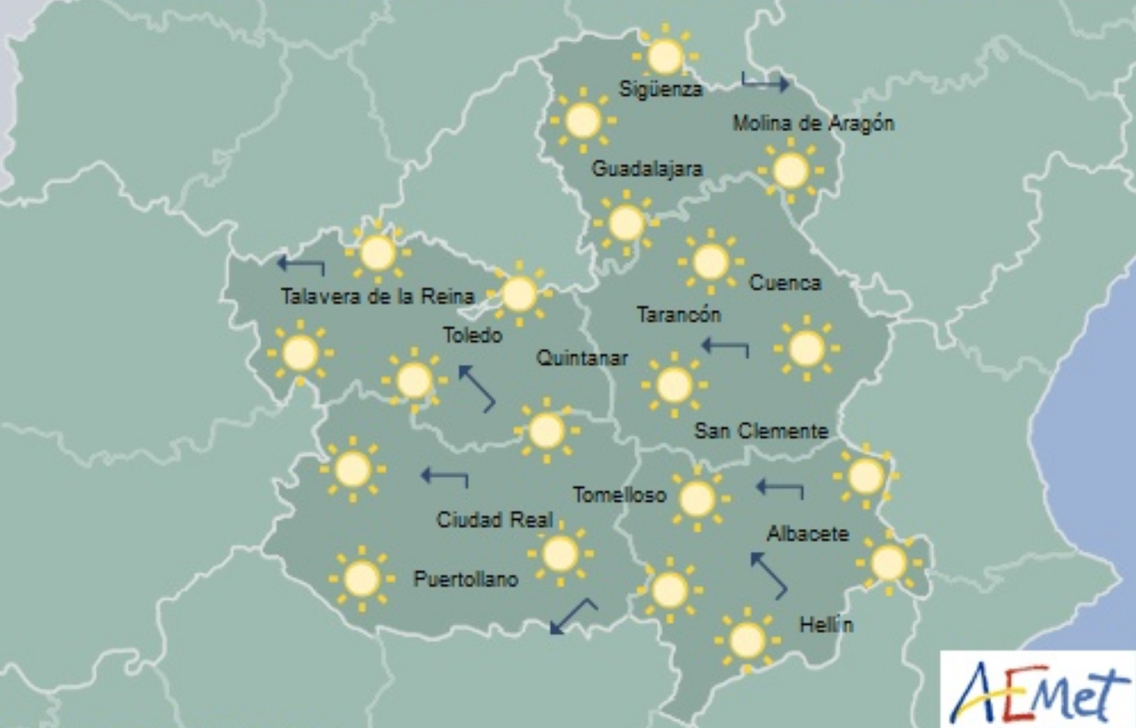 Mapa predictivo de la Aemet para CLM.