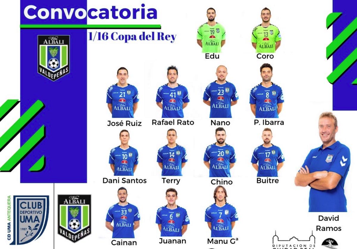 Convocatoria del Viña Albali Valdepeñas para el partido de la Copa del Rey