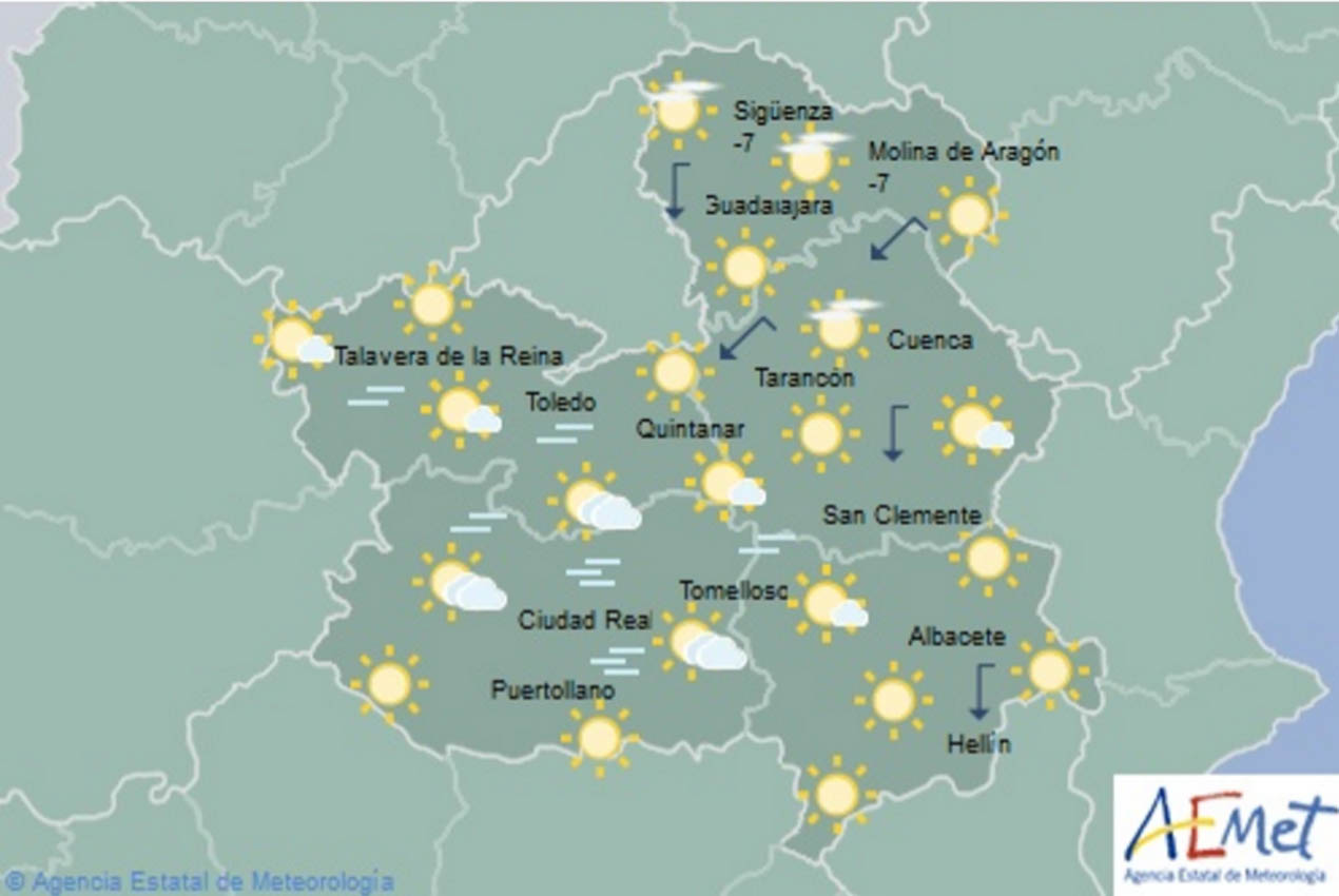 La Mancha Previsiones de Aemet para hoy, martes 7.