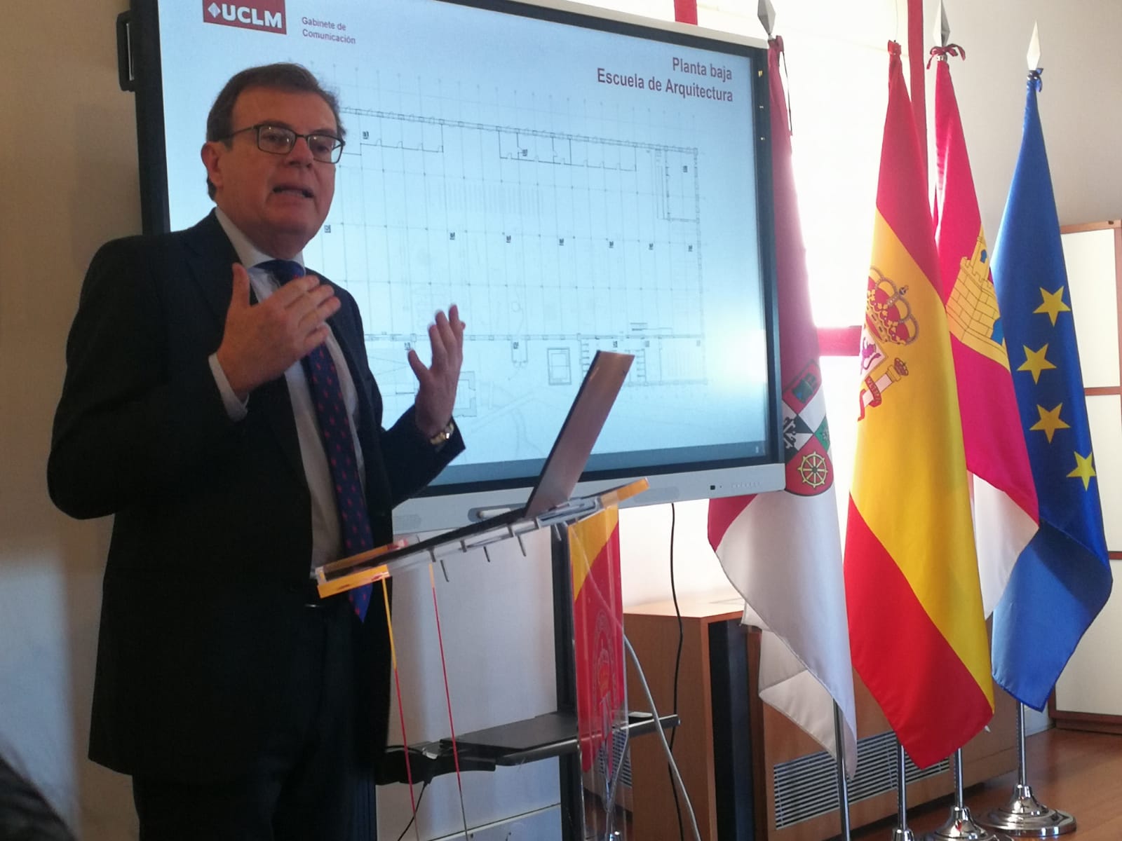 Miguel Ángel Collado, rector de la UCLM, ha explicado los tres próximos proyectos, dos de ellos en Toledo y uno en Talavera.