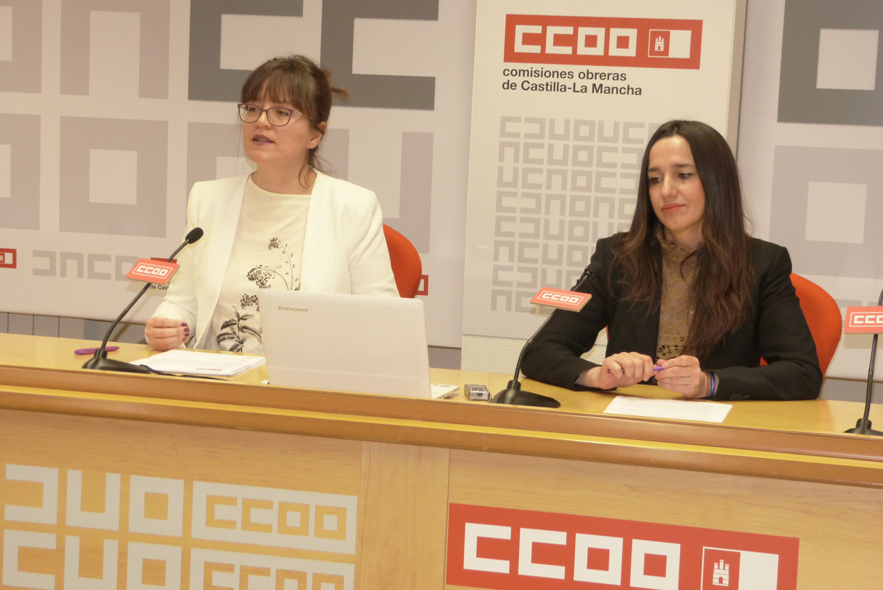 María Ángeles Castellanos, secretaria de Empleo y Políticas Sociales de CCOO CLM, y Rosario Martínez, secretaria de Mujeres e Igualdad de CCOO CLM.