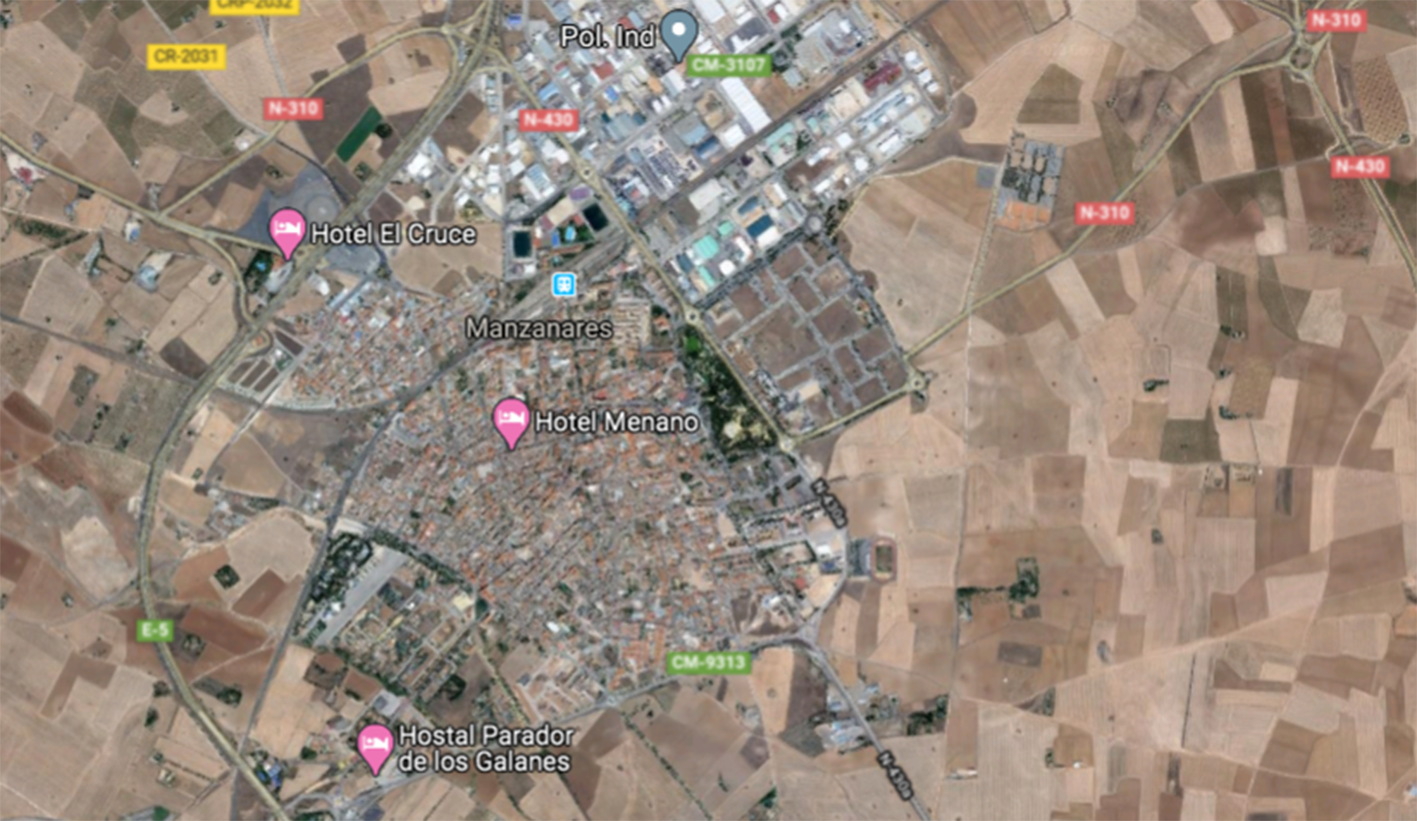 Vista aérea de Manzanares (Ciudad Real).