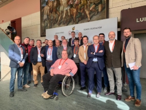 Asistentes a la reunión de Rubiales con los representantes de los equipos de 2ªB y Tercera