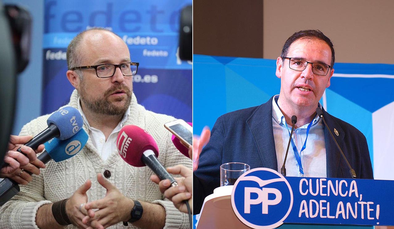 El presidente del grupo parlamentario de Ciudadanos en las Cortes, Alejandro Ruiz, y el diputado regional del PP Benjamín Prieto.