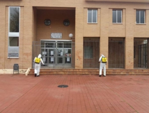 En la foto, desinfección de instalaciones municipales en Toledo