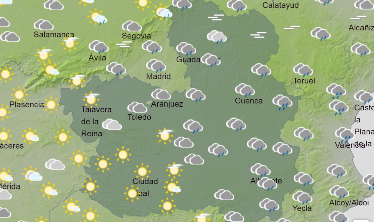 Mapa de la Aemet para CLM.