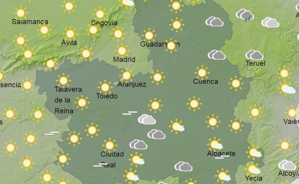 Previsiones de Aemet para hoy jueves en CLM.