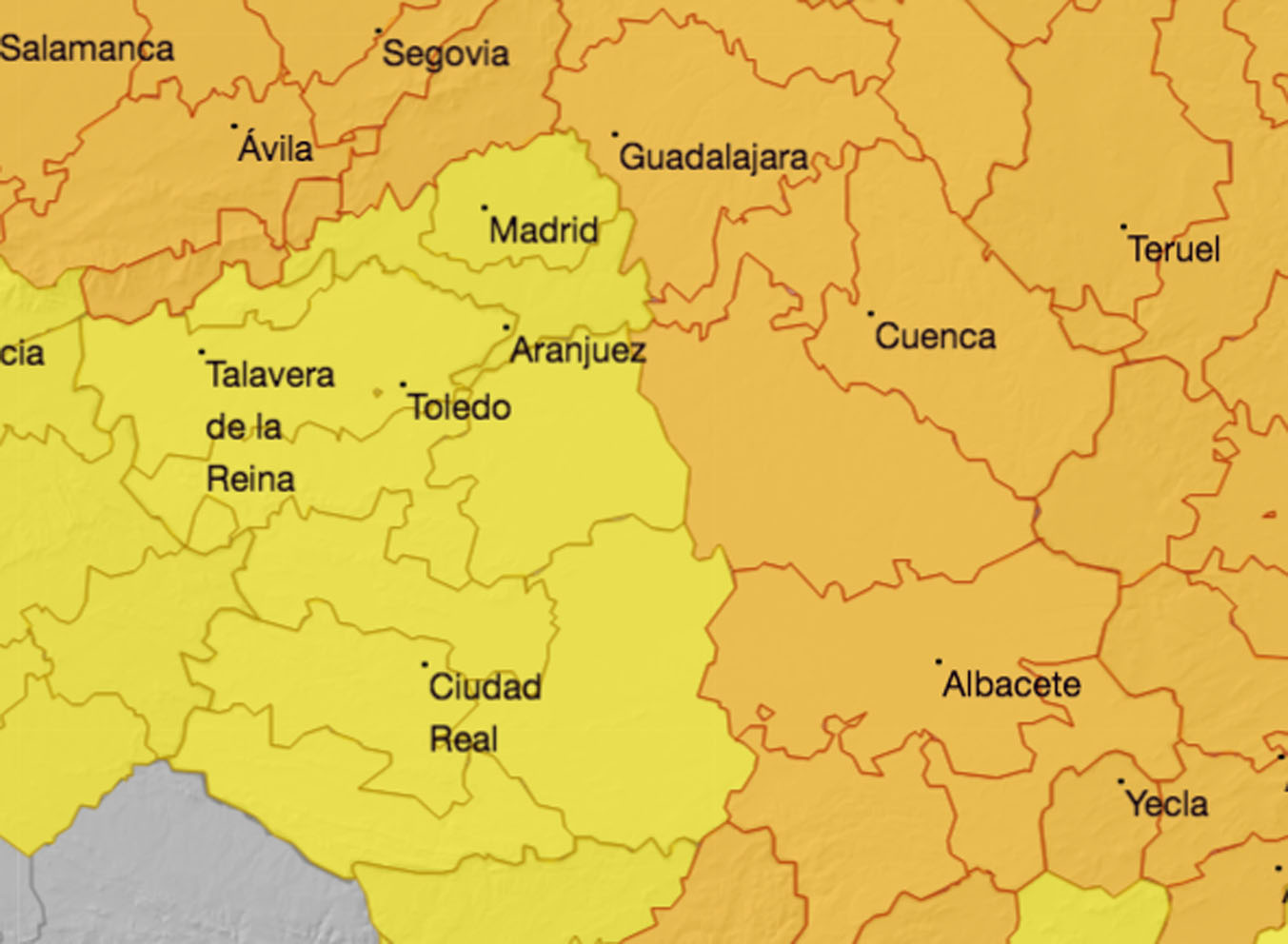 Las provincias de Guadalajara, Cuenca y Albacete están en aviso naranja por el fuerte viento.