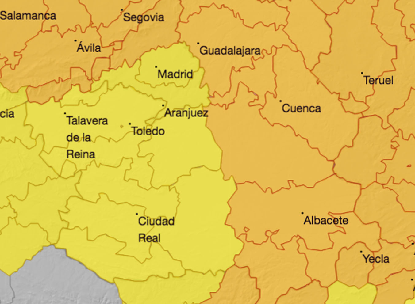 Las provincias de Guadalajara, Cuenca y Albacete están en aviso naranja por el fuerte viento.