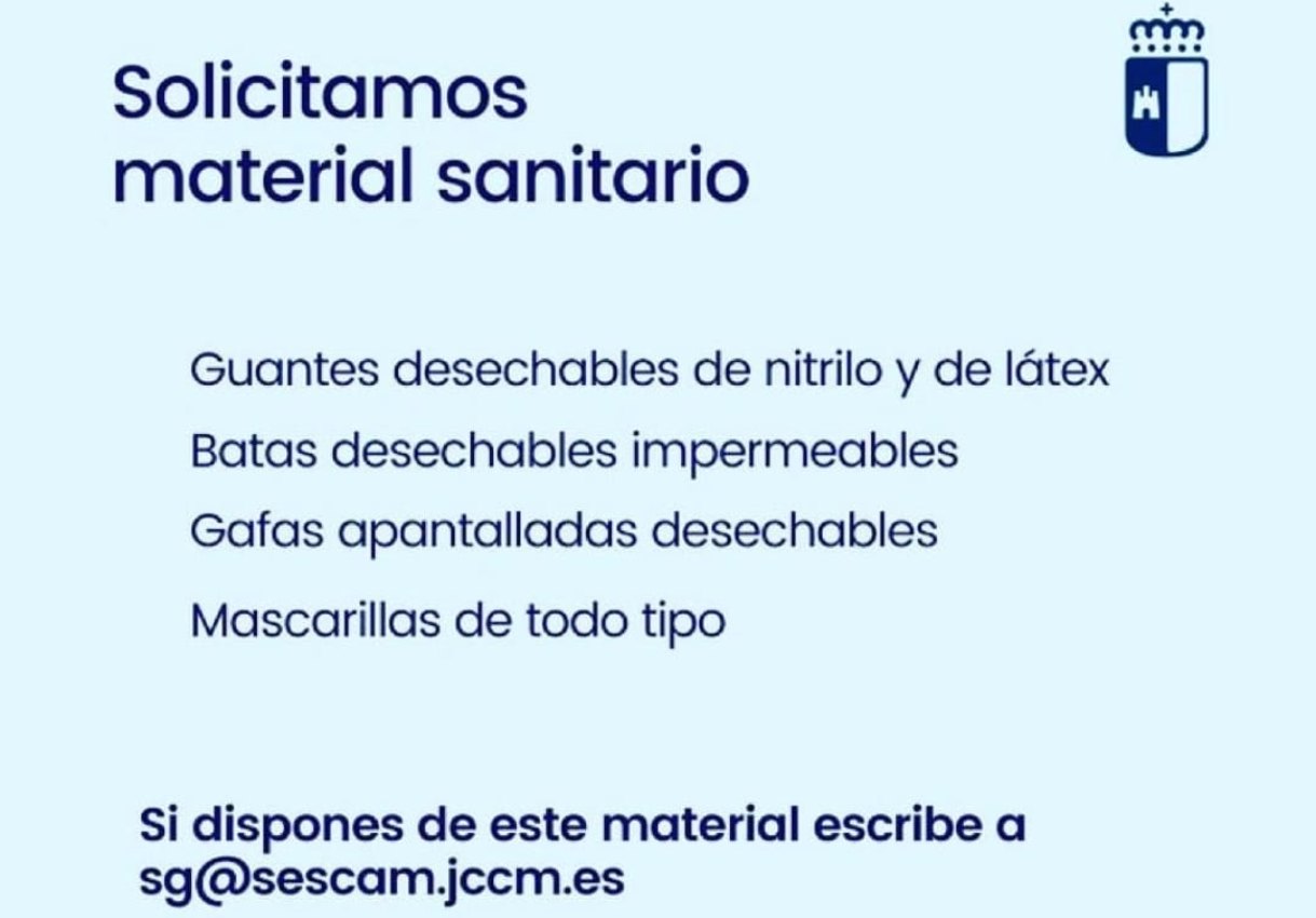 La Junta sigue demandando la donación de material sanitario.