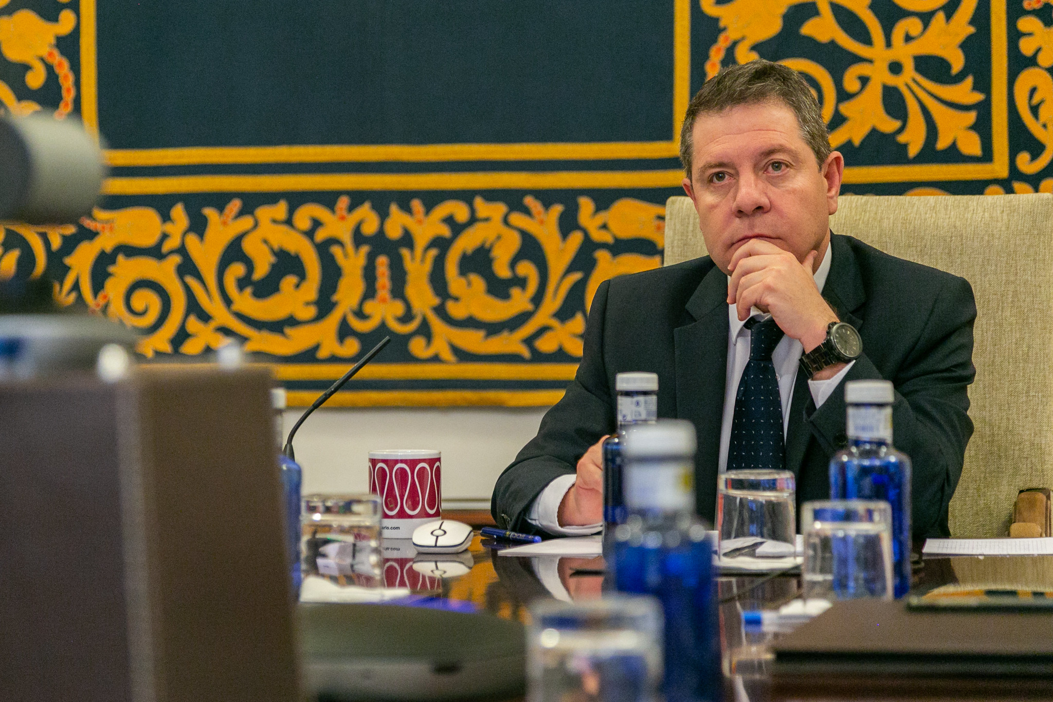 Page durante la videoconferencia con Sánchez y los presidentes autonómicos