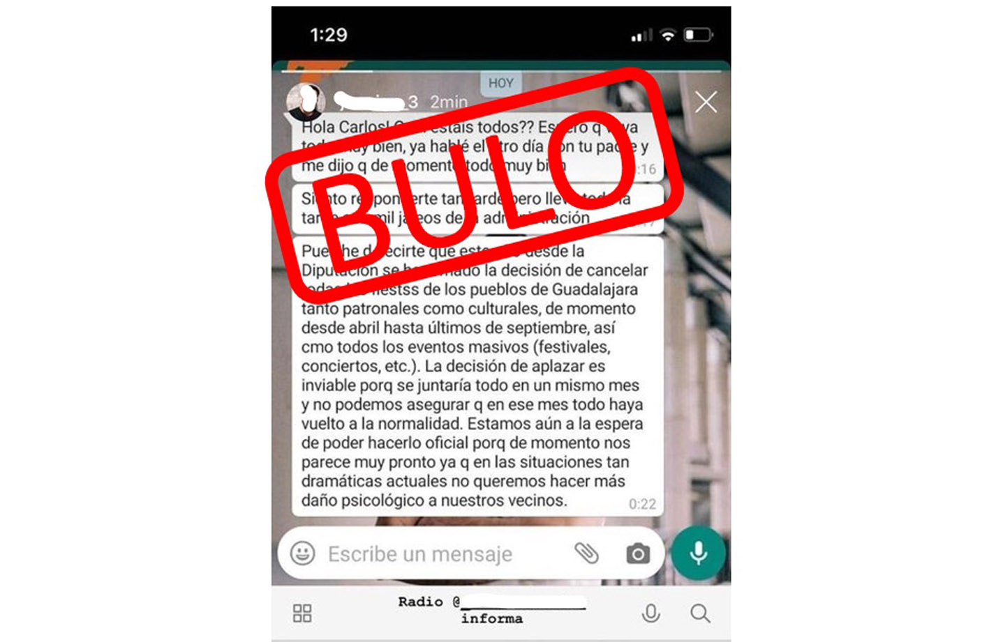 La pandemia de los bulos no para. Hay gente sinvergüenza que parece ser que no tiene otra cosa que hacer.