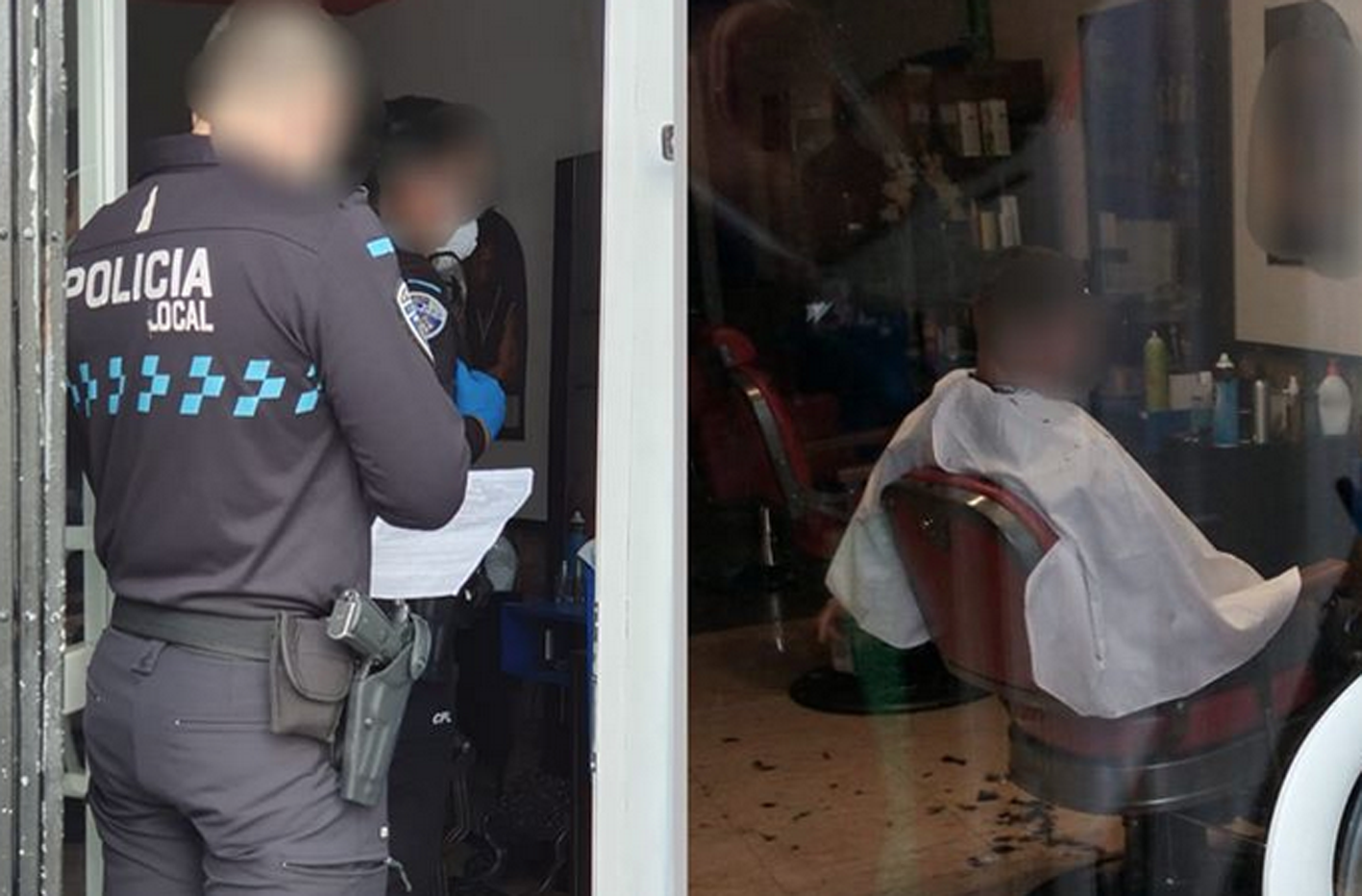 La Policía Local de Toledo pilló una peluquería abierta en el barrio de Palomarejos, con el cierre bajado pero con dos clientes dentro. Fueron denunciados tanto el peluquero como los clientes.