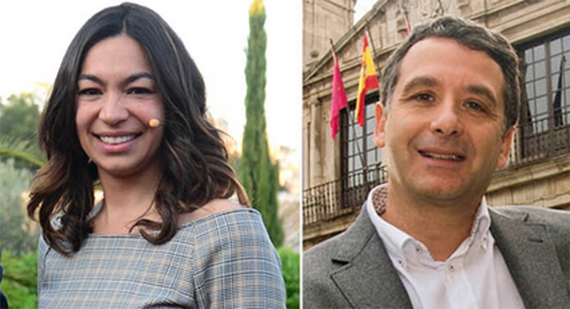 Claudia Alonso y Esteban Paños, portavoces del PP y de Ciudadanos en el Ayuntamiento de Toledo.