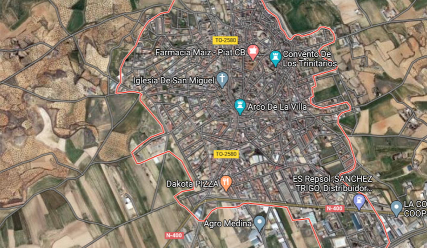 Vista aérea de Santa Cruz de la Zarza, en la provincia de Toledo.