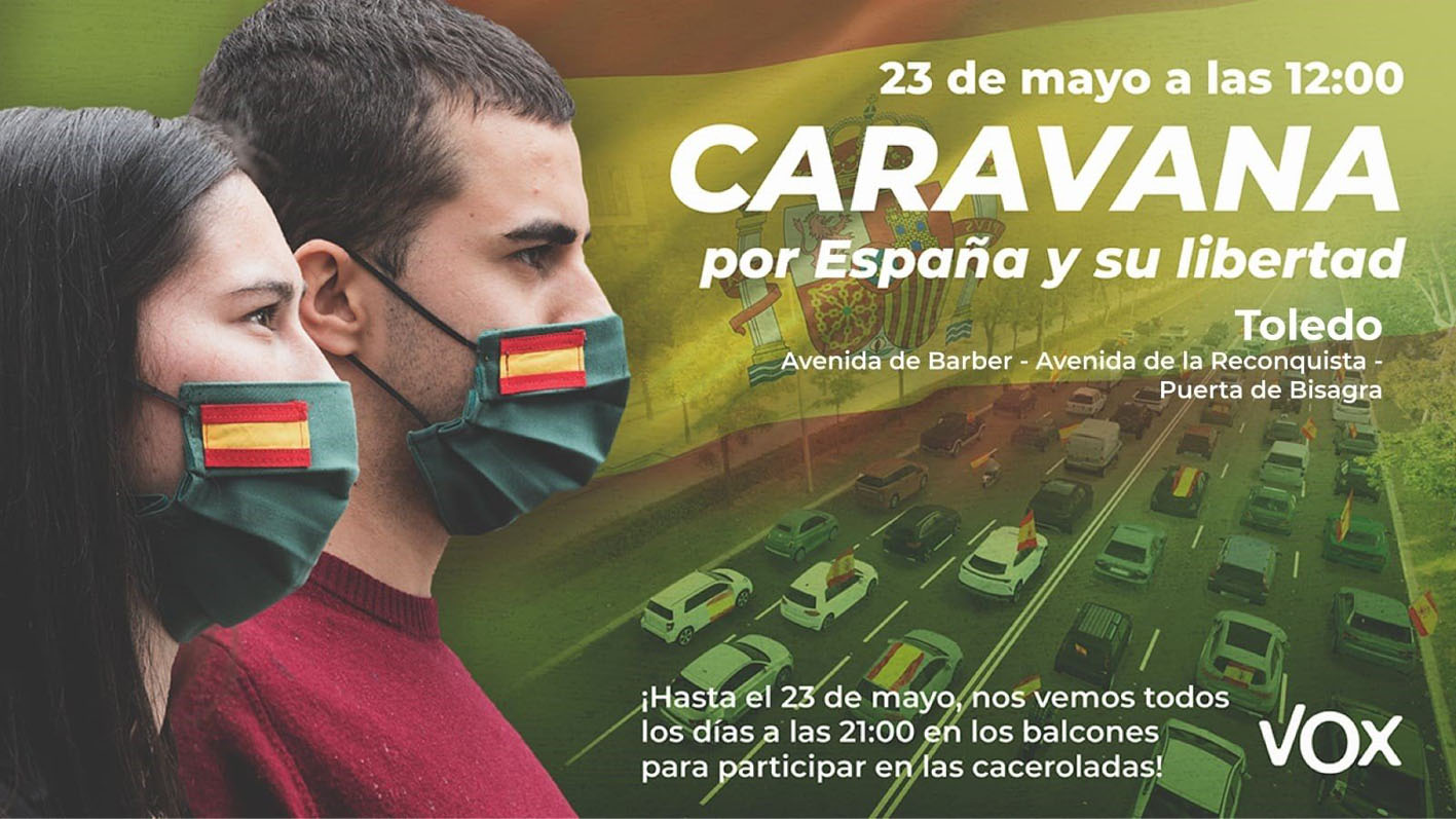 Las caravanas de Vox serán a las 12 horas en las cinco capitales de provincia y en Talavera.