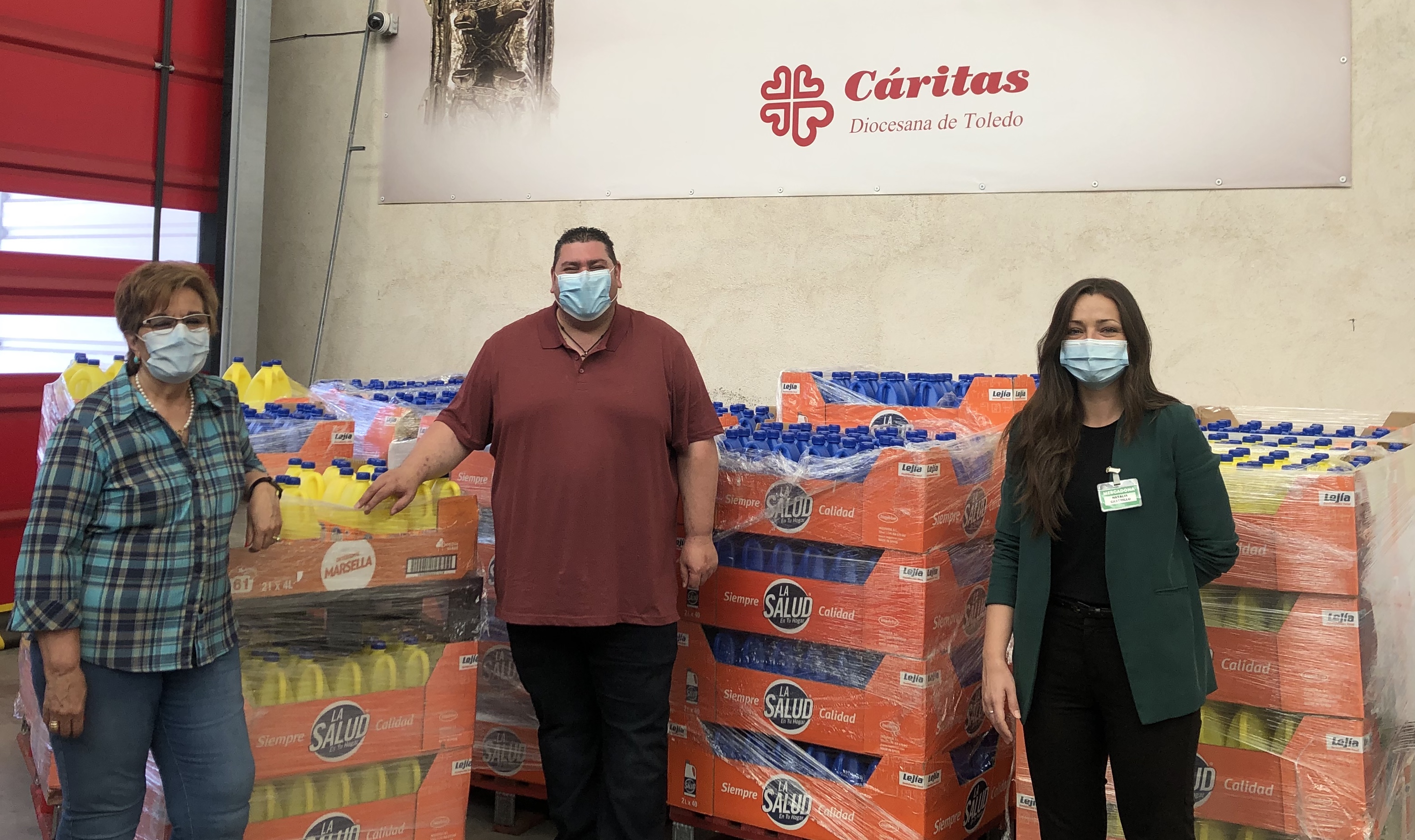 Donacion de Mercadona a Cáritas Toledo, nada menos que cinco toneladas de productos de limpieza.