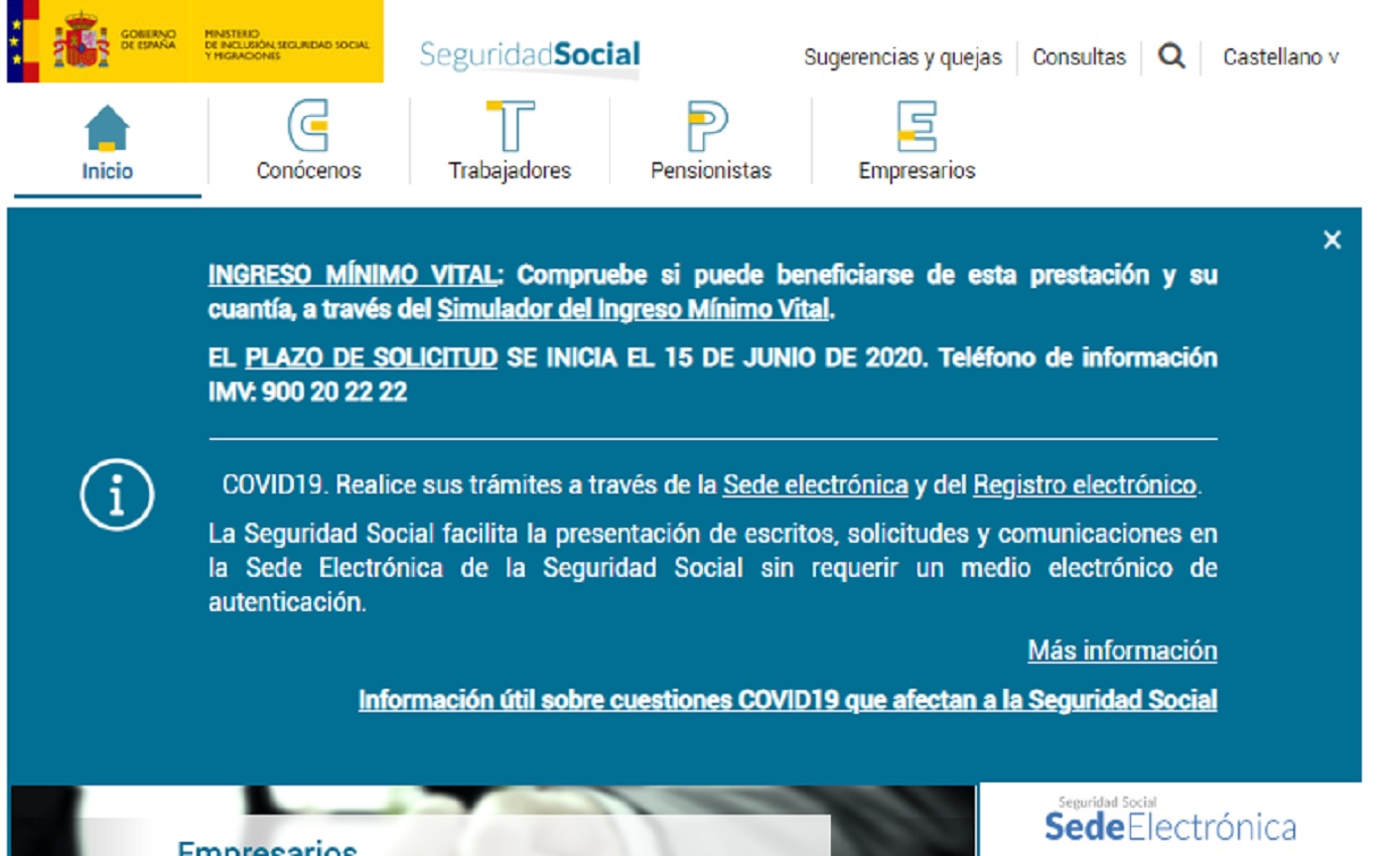 El Ingreso Mínimo Vital se puede solicitar a través del portal del Ministerio de Seguridad Social.